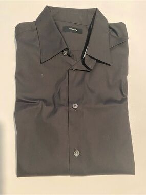 Theory Men's Black Dress Shirt - Classic Point Collar size Small